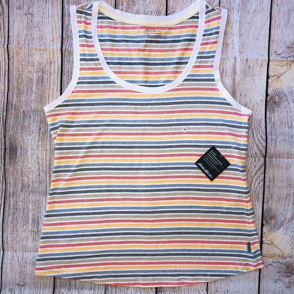 NWT Womens Small Eddie Bauer U Neck Striped Tank Top